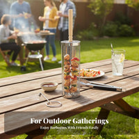 Rolling Grill Basket 360 Degree Rotation Rolling Grilling Basket Anti-Scald Handle Cylindrical BBQ Mesh Cage for Outdoor, Camping, Tailgating