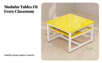 Kids Glass Top Craft Table Child-Friendly Design Kids Craft Table Chair Set Easy to Clean for Students, Young Children, Kindergarten, Classroom