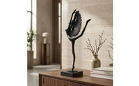 Winged Dancer Statue Black Ballet Dancer Figurine Table Display Tabletop Sculpture for Shelf