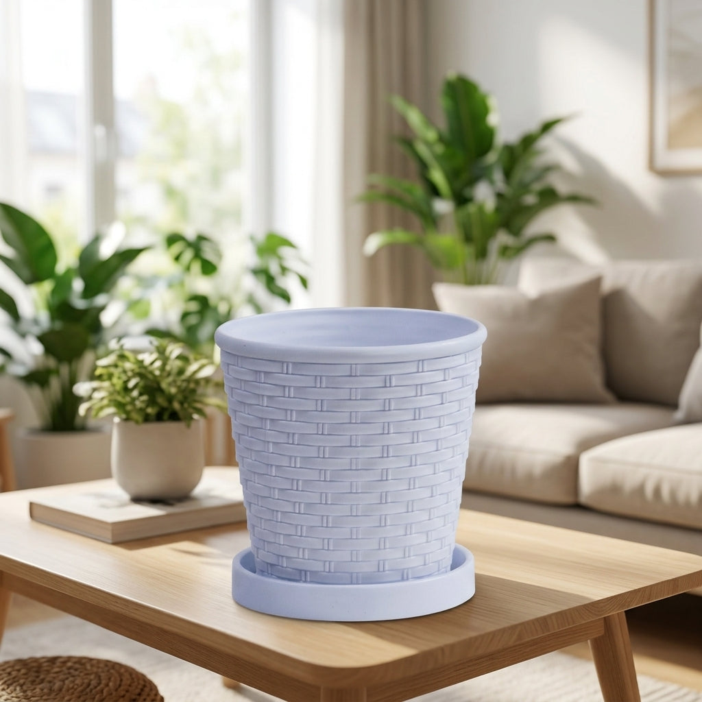 Plant Pots with Self Watering Drainage Tray, Durable Plastic Flower Pots, Modern Planter for House Plants and Outdoor Plants, Indoor Garden Pots