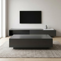 Rectangular Coffee Table Black Low-Profile Coffee Table Modern Furniture for Living Room, Apartment, Lounge