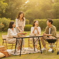 Adjustable Height Table Compact Table with Slatted Tabletop Easy to Set up for Campers, Patio