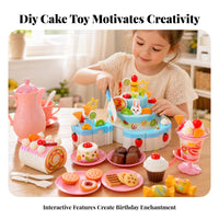 Colorful Plastic Birthday Cake Playset Pastel Style Light-up Singing Cake Cutting Play Decorative for Children