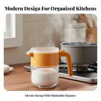 Humidity-Resistant-Resistant Table Seasoning Cellar Food-Grade Material Seasoning Jar with Combined Spoon Lid Single-Hand Glass Condiment Container