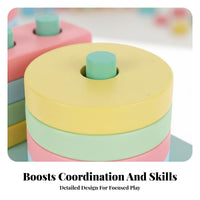 Develops Hand-Eye Coordination Color Shape Sorting Toy Long-Lasting Wood Construction Geometric Stacking Blocks Large Easy-to-Grasp Pieces