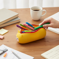 Cartoon Silicone Pencil Case, Large Capacity, Multi-functional Storage Pouch for School Supplies