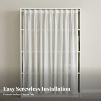 Toolcostless Installation DrillcostlessNo-Drill Shelf Fixture Hides Clutter Tension Rod particle Screen Easy to Install Cabinet Curtain adaptable for Apartment Dwellers, property owners, Wardrobe, shelving unified, Bedroom, Living Room
