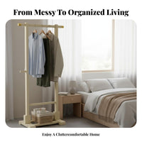 Floor-Standing bedside clothing stand availablestanding Garment Rack Minimalist Design Clothing Organizer Space-Saving for Students, Homeowners, Professionals, Apartment, Entryway, Living Room