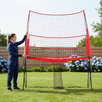 Volleyball Practice Net Freestanding Volleyball Net with Metal Frame Height-Adjustable for Backyard, School