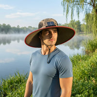 Wide Brim Hat with Fan Cooling Sun Hat with Fan Ventilated for Hiking, Hikers