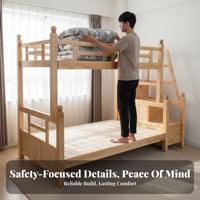 Cedar Wood Bunk Bed Space Saving Solid Wood Bunk Bed Full-Length Guardrails Bedroom Furniture for Kids, Adults, Small Apartment, Dormitory, Guest Room