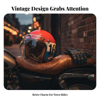 Old-School Biker Helmet 3C Certified Retro Half Helmet Multi-Season Sheltering Headwear for Men, Women, Cruising Riding, Daily Commute