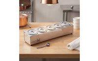 Condiment Organizer with Lid Food-Grade Condiment Organizer with Lids Rust-Resistant Five Compartment Seasoning Box for Caterers, Restaurant Kitchens