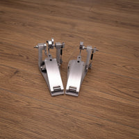Double Pedal with Twin Beaters Metal Double Bass Drum Pedal Brushed for Drummers, Beginners, Home Practice