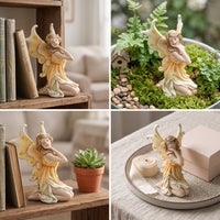 Kneeling Fairy Statue Whimsical Fairy Figurine with Appendages Elegant Ornament for Gardeners, Collectors, Bonsai