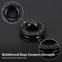 Black Sleeve Winch Recovery Loop Compact Synthetic Rope Recovery Accessory Heavy Duty Vehicle Gear for Winching, Towing