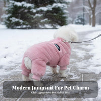 Built-in Leash Attachment Winter Dog Coat with Harness Full Body Coverage Four-Legged Dog Single Sie Soft Material for Snowy Days, Walking