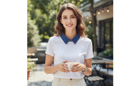 Detachable Denim Shirt Front Insert Button-down Half Shirt for Women, Students, Layered-Look, Office, School