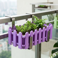 Rectangular Plastic Planter, Large Deep Type, For Balcony Gardening, Home Gardening, Purple, Resin, Fence-Style Design