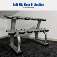 Commercial Dumbbell Rack, Double-Tier, Reinforced Steel, Gym Equipment Stand