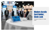 Acrylic Business Card Holder, Transparent Multi-Compartment Desktop Organizer, Office Card Storage