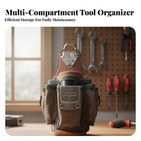 Top Layer Leather Electrician Tool Pouch Wear-Resistant Heavy Duty Waist Tool Bag 304 Stainless Steel Hardware for Job Sites, Construction