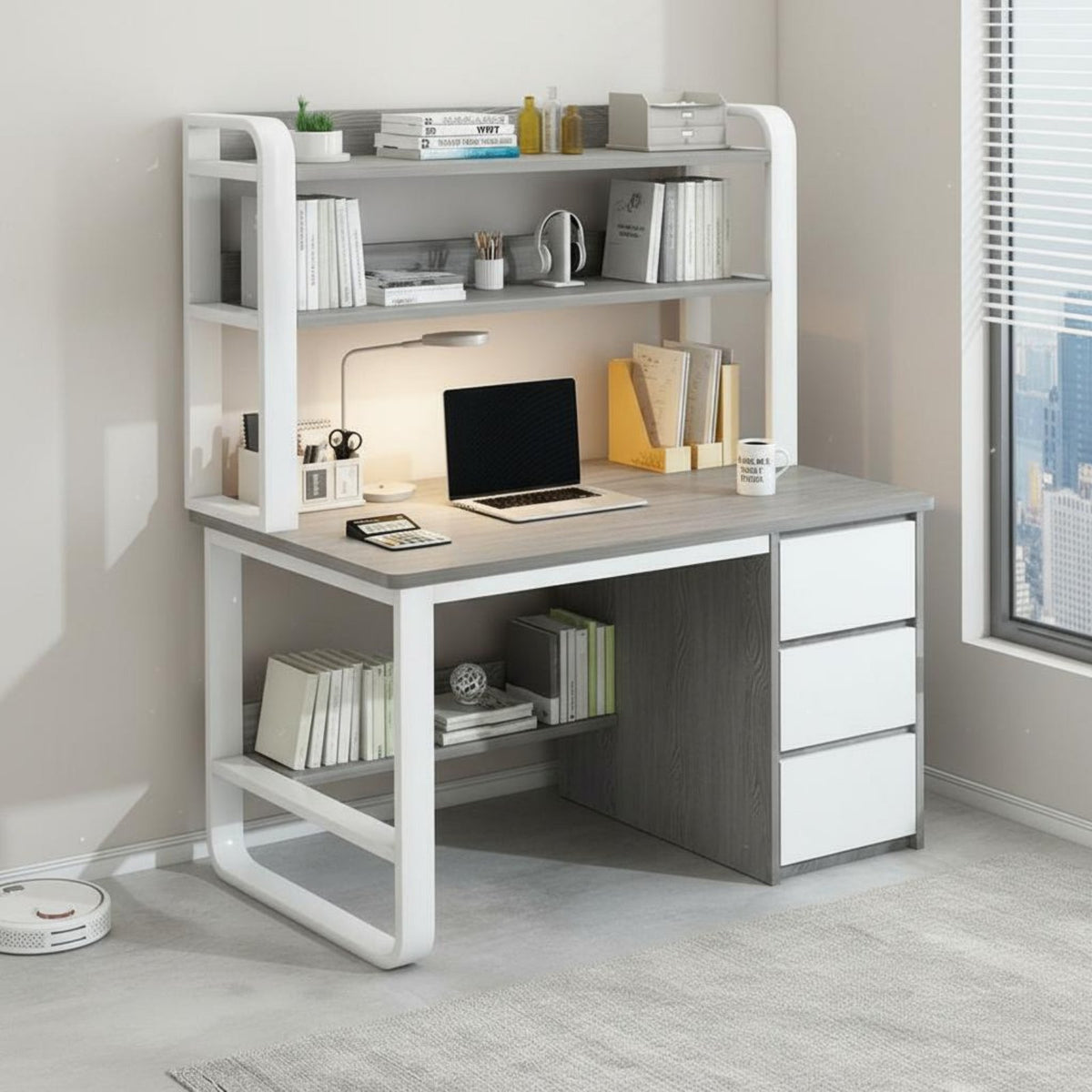 Simple Design Study Desk with Drawers Thickened Board Writing Desk with Drawers Sturdy Construction Student Workstation Easy Assembly for Students, Bedroom
