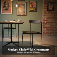 Nordic Design Minimalist Metal Frame Chair Space Saving Armless Side Chair Small Footprint Dining Seat Long-Lasting for Cafe Owners, Renters, Homeowners, Restaurant, Kitchen, Living Room, Home Office