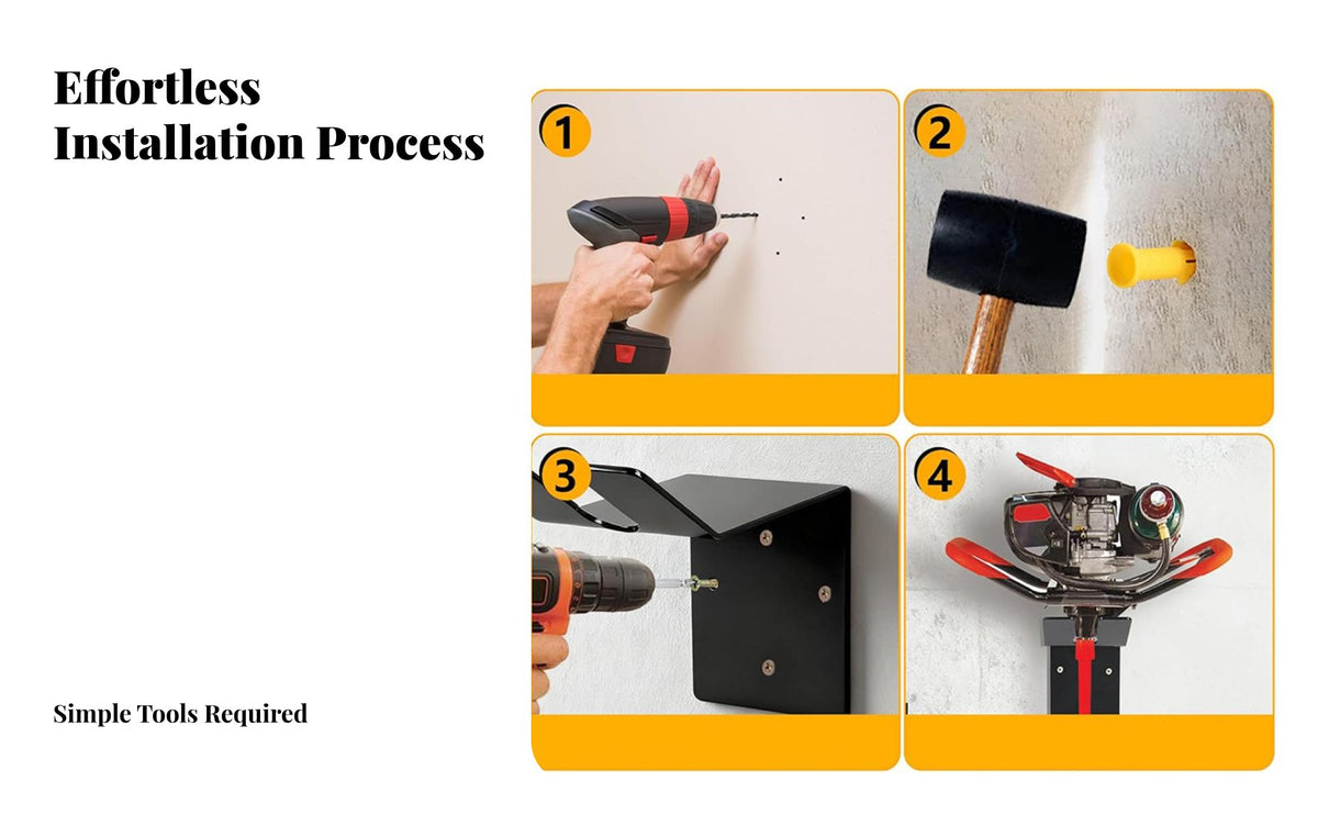 Ice Fishing Auger Holder Sturdy Wall Mounted Tool Hanger Space Saving Wall Mount Tool Rack for Gardeners, Workshop, Basement