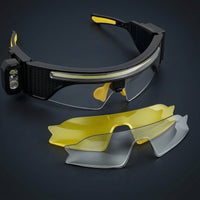 Headlight with Replacement Lenses Activated Eyeglass Headlight USB-C Eyeglass Light for Mechanics, Home Improvers, Repair Work, Inspection, Camping
