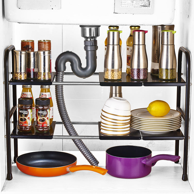 JESIT Stainless Steel Under-Sink Organizer Rack for Kitchen and Bathroom Storage, Expandable