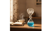Bubble-Textured Hourglass Clear Liquid-Filled Hourglass Compact Desk Sculpture for Shelf, Bedside Table
