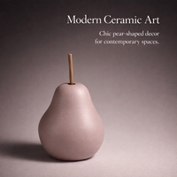 Living Room Decor White Porcelain Ceramic Pear Figurine, Modern Minimalist Fruit Ornament for Desktop and Office, Elegant Decorative Piece