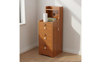 Tall Nightstand with Drawers and Shelves Space Saving Narrow Bedside Cabinet Modern Simple Design Bedside Storage Unit for Small Areas