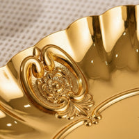 Ornate Oval Tray with Scalloped Rim Embossed Tray with Scalloped Edge Compact Trinket Dish Polished for Vanity, Bedside Table