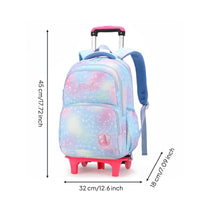 2-in-1 Design Princess Trolley Backpack Adjustable Handle Trolley School Bag Lightweight for Travel
