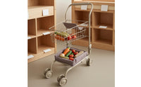Children's Trolley Cart Foldable Handle Pretend Shopping Cart textileLined Tray Play Trolley