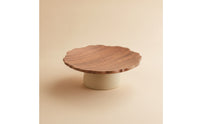 Pedestal Plate Decorative Serving Stand Raised Pedestal Stand with Wooden Top for Dessert Display