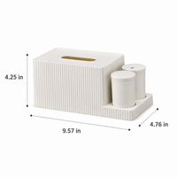 Ivory Tissue Box Cover, Premium Rectangular Tissue Dispenser with 3 Storage Compartments, Multi-Purpose Holder for Bathroom, Office, Living Room