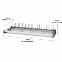 Pull Out Dish Drying Rack, 304 Stainless Steel Cabinet Dish Rack with Drainage Tray, Brushed Silver Dish Drainer for Kitchen Tidy, 265x125mm