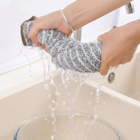 Quick-Drying Dishcloth Cleaning Cloths, Striped 25cm x 25cm Dish Cloths, High Absorbency Polyester Multipurpose Stitched Border Rag