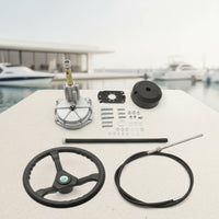 Mechanical Boat Steering System Kit Rotary Outboard Steering Kit Corrosion-Resistant Hardware Heavy-Duty for Diyers, Fishing Boats