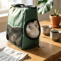 Feline Carrier Bag Woven Handles Portable Feline Carrier Snap Closure