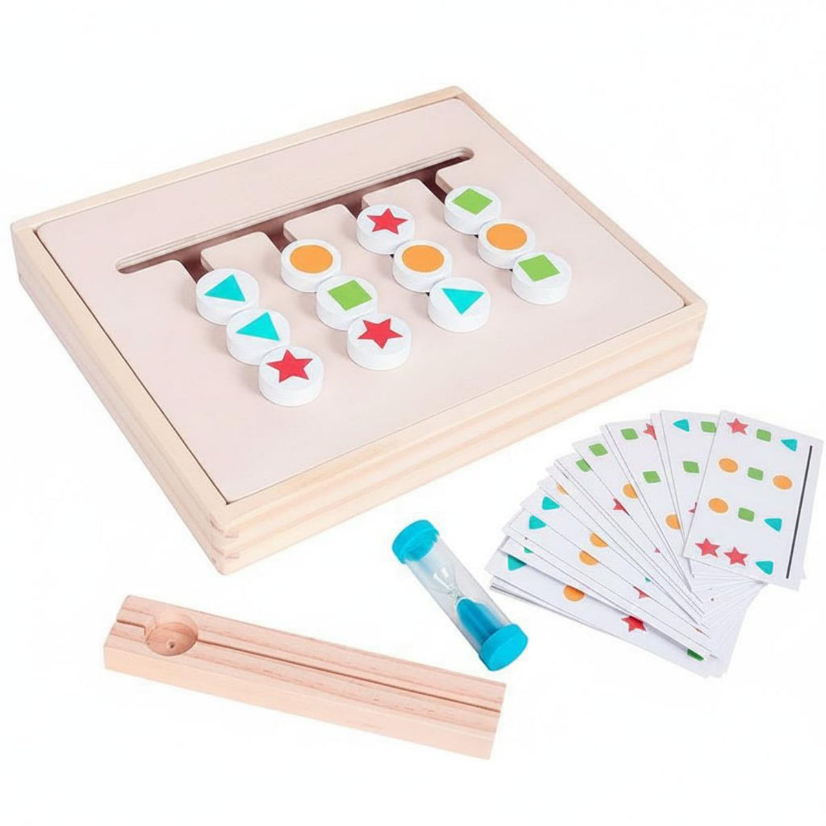 Brain Development Color and Shape Matching Game Early Education Wooden Slide Brain Teaser for Preschoolers, Kids, Kindergarten, Classroom