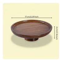 Vintage Design Wooden Cake Stand Sturdy and Stable Rustic Pedestal Stand Multi-Purpose Round Wood Serving Platter Hand Polished for Afternoon Tea, Party, Wedding