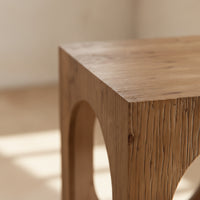Side Table with Cutouts Rustic Wooden Block Table Solid Wood Furniture for Living Rooms, Bedroom, Apartments