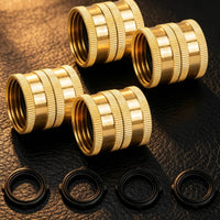 4 Pieces Knurled Brass Hose Connector with Washers Straight Female Hose Coupling Long-Lasting Hardware Strong for Gardeners, Homeowners