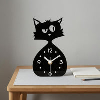 Cat-Shaped Clock Compact Size Cat Desk Clock Cute Home Decor for Desktop