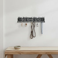 Metal Medal Hanger Rack Easy Installation Wall Mounted Medal Holder Motivational Slogan Athletic Awards Awards Display for Runners, Kids, Living Room
