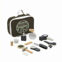Zipper Closure Wooden Barber Play Set Top Handle Wooden Hairdressing Set Portable Hairdresser Role Play Kit